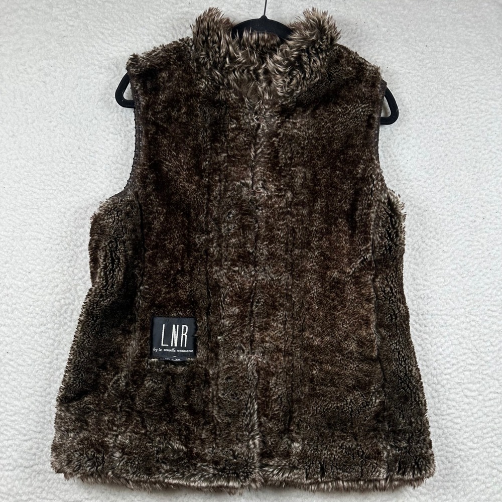 LNR Brown Faux Fur Vest Jacket Shaggy Coquette Boho Festival Renaissance Cozy